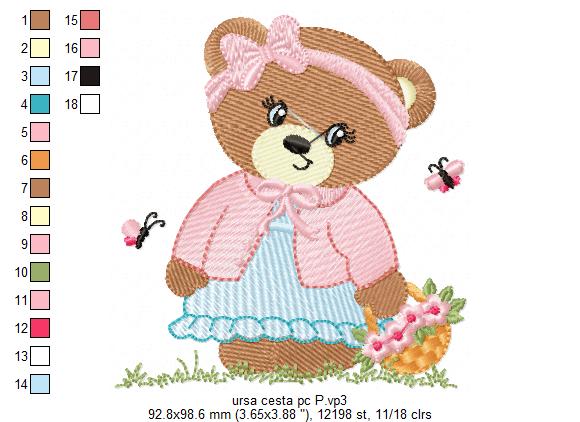 Pink Bear Girl Free Embroidery Design