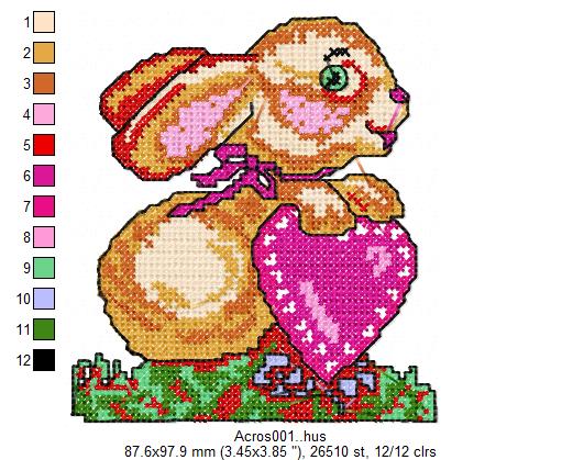 Bunny Heart Free Embroidery Design