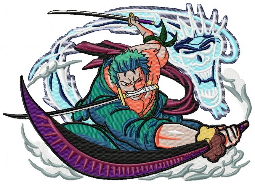 Zoro Dragon Swords Free Embroidery Design