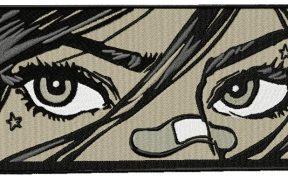 Anime Girl Attractive Eyes Free Embroidery Design