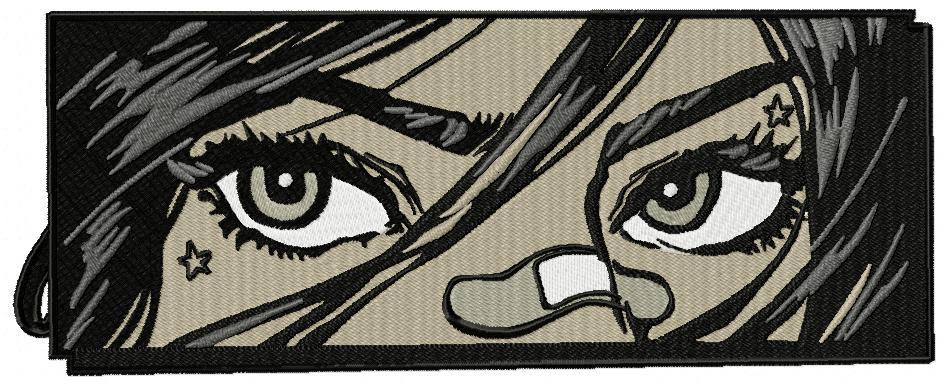 Anime Girl Attractive Eyes Free Embroidery Design
