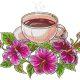 Coffee with Nice Flowers Embroidery Design