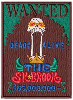 Wanted Brook Free Embroidery Design