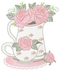 Coffe Cup Floral Free Embroidery Design
