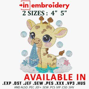 Cute Baby Giraffe Embroidery Design