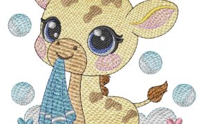 Cute Baby Giraffe Embroidery Design