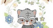 Safari Animals and Flowers Embroidery Design