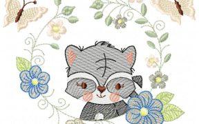 Safari Animals and Flowers Embroidery Design