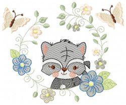 Safari Animals and Flowers Embroidery Design