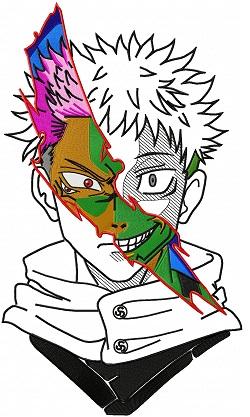 Sukuna Anime Face Monster Energy Free Embroidery Design