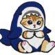Cute Cat Wearing Blue Baby Shark Costume Embroidery Design