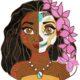 Blonde Girl Flowers Face Free Embroidery Design