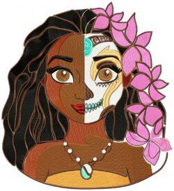 Blonde Girl Flowers Face Free Embroidery Design