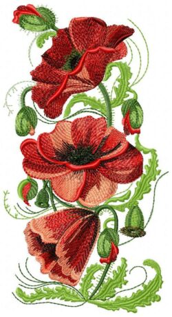 Red Flowers Free Embroidery Design