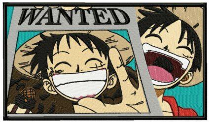 Wanted Luffy Free Embroidery Design