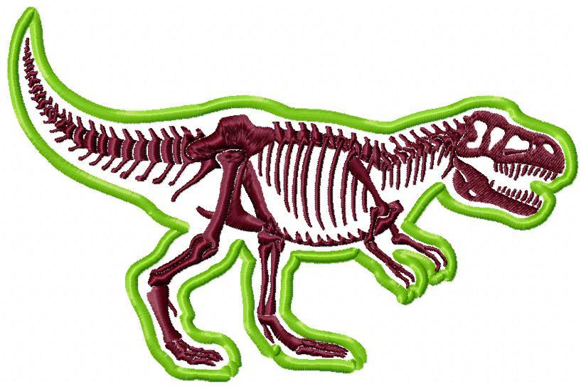 Dinossauro REX Green Outline Free Embroidery Design