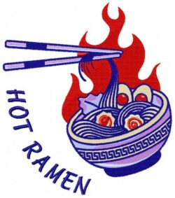 Hot Ramen Food Embroidery Design