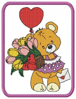 Bear Girl Valentine’s Day Letter Free Embroidery Design