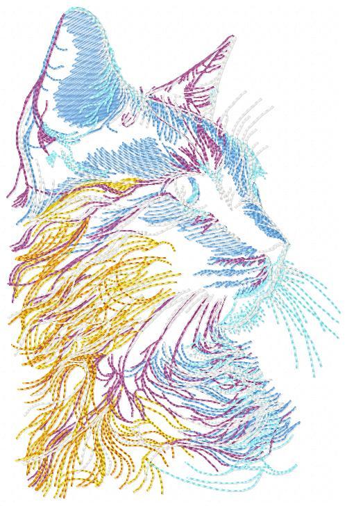 Colorful Cat Threads Free Embroidery Design