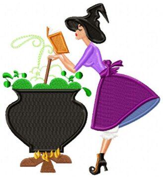 Halloween Witch Girl Free Embroidery Design