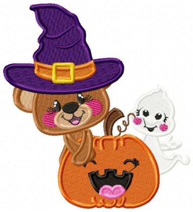 Halloween Bear Ghost Free Embroidery Design