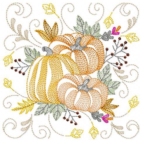 Halloween Pumpkin Leaves Free Embroidery Design