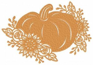 Pumpkin with Flowers Free Embroidery Design