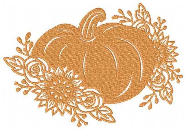 Pumpkin with Flowers Free Embroidery Design