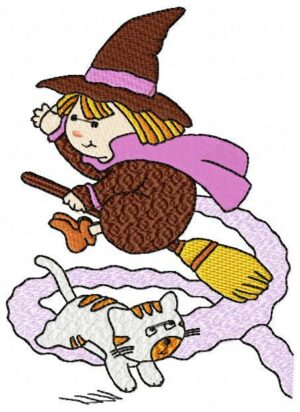 Halloween Witch Broom Free Machine Embroidery Design