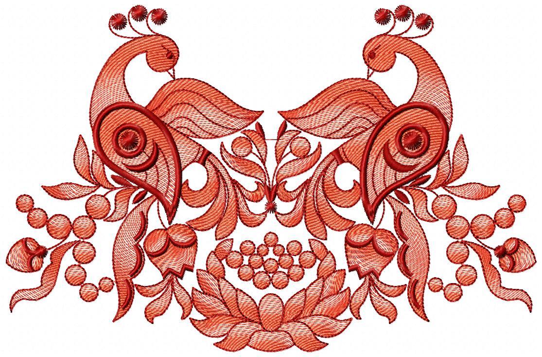 Bring Nature to Life with the Red Birds Flower Free Embroidery Design!