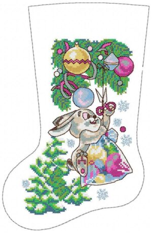 Cute Stocking Bunny Free Embroidery Design