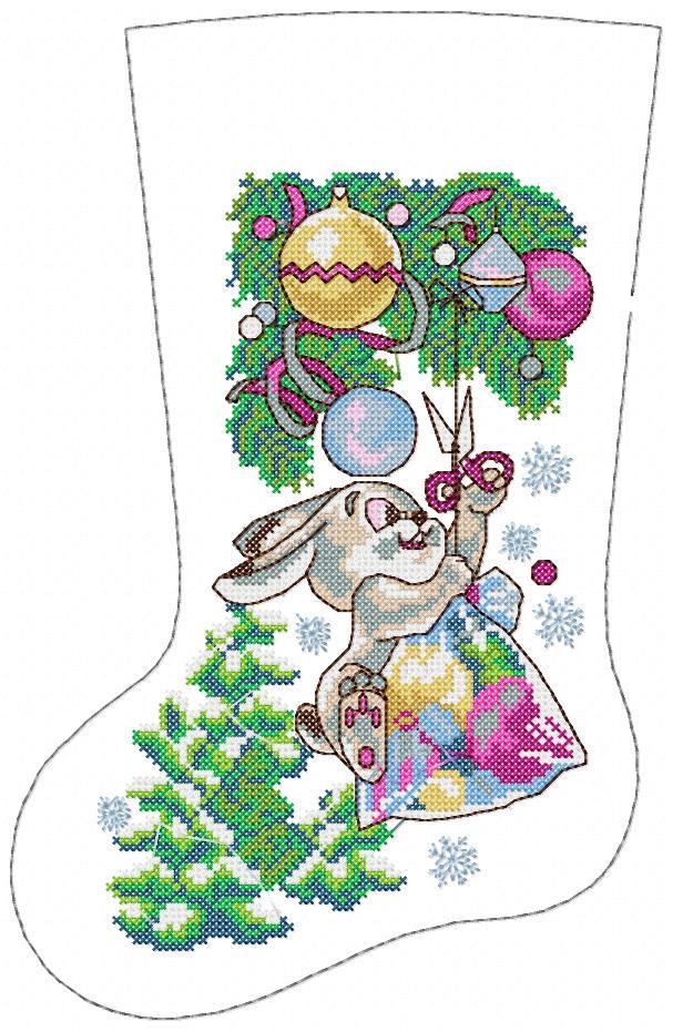 Cute Stocking Bunny Free Embroidery Design