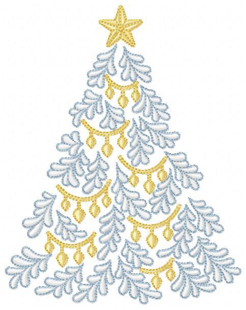 Tree Snow Star Free Embroidery Design