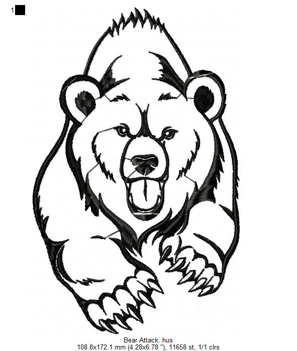 Bear Attack Free Embroidery Design