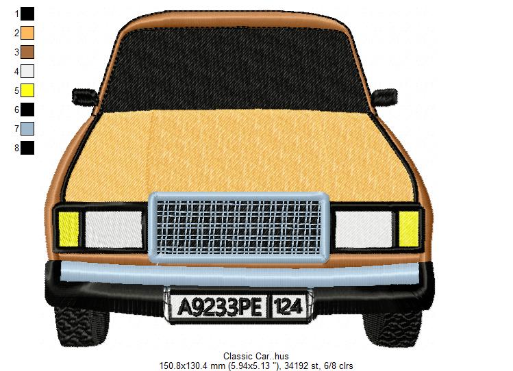Classic Car Free Embroidery Design