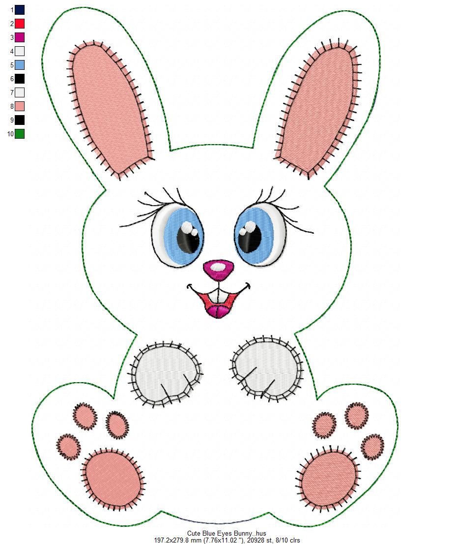 Cute Blue Eyes Bunny Free Embroidery Design