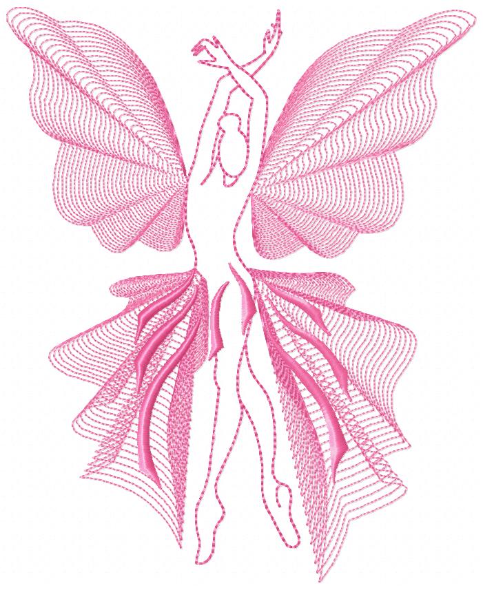 Dancing Pink Butterfly Free Embroidery Design