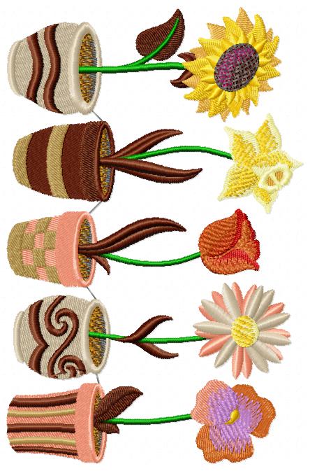 Flowers Cups Free Embroidery Design
