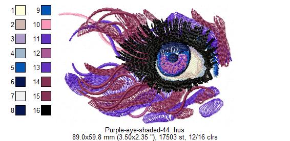 Purple Eye Shaded Free Embroidery Design