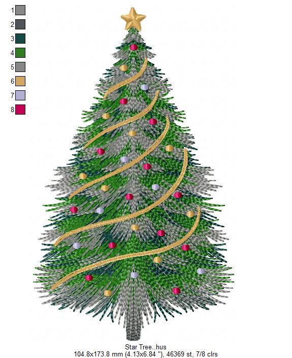 Star Tree Free Embroidery Design
