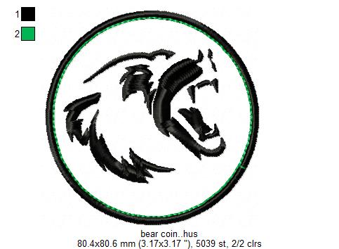 Bear Coin Free Embroidery Design