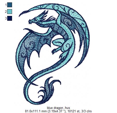 Blue Dragon Free Embroidery Design