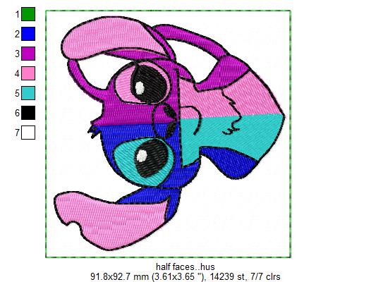 Half Faces Free Embroidery Design