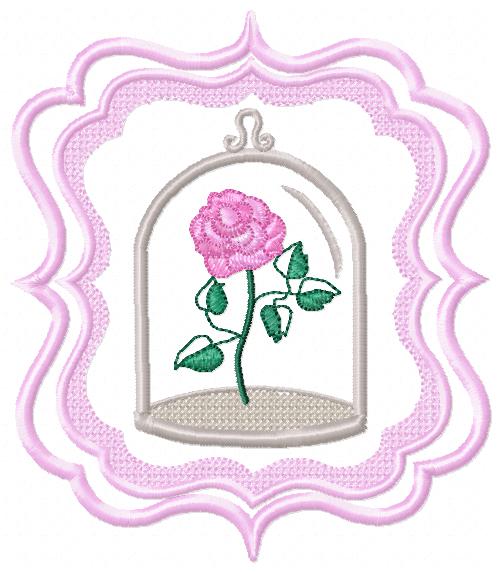 Pink Rose Frame X Free Embroidery Design