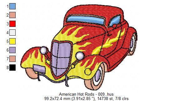 American Hot Rods Free Embroidery Design
