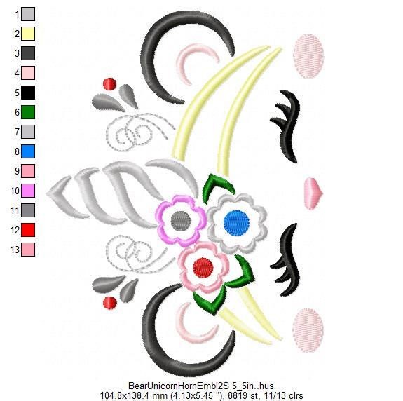 Bearunicornhornembi S In Free Embroidery Design