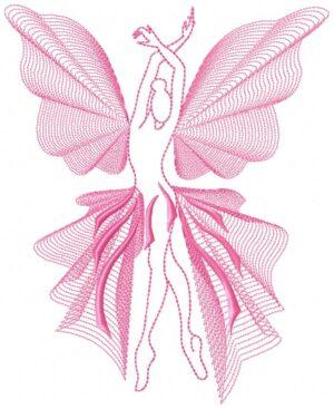 Dancing Pink Butterfly Free Embroidery Design