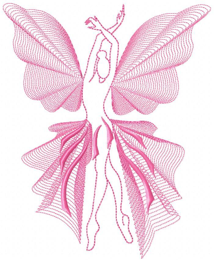 Dancing Pink Butterfly Free Embroidery Design