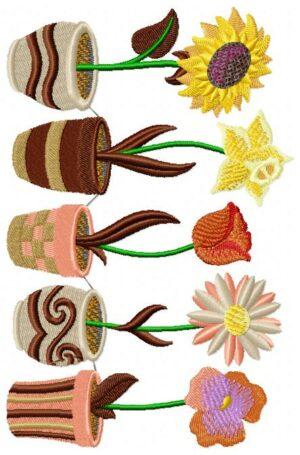 Flowers Cups Free Embroidery Design
