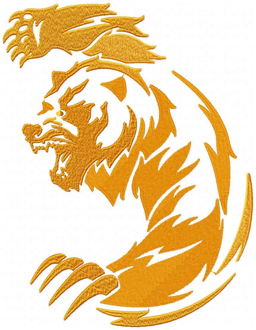 Fire Bear Attack Free Embroidery Design